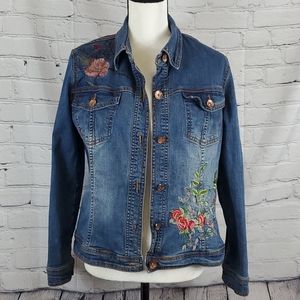 V Cristina Embroidered Jean Jacket Size L